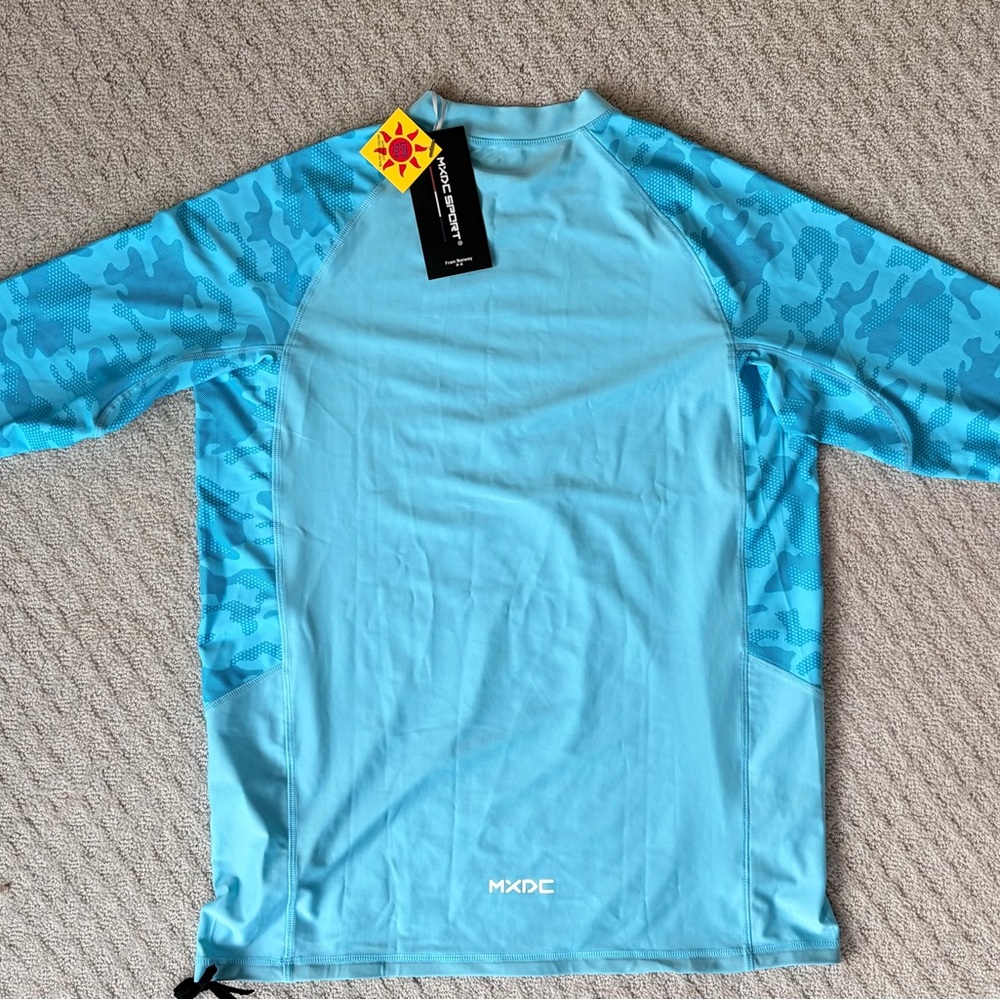 Men's Blue Rash Guard Swim Shirt UPF 50+ Protection